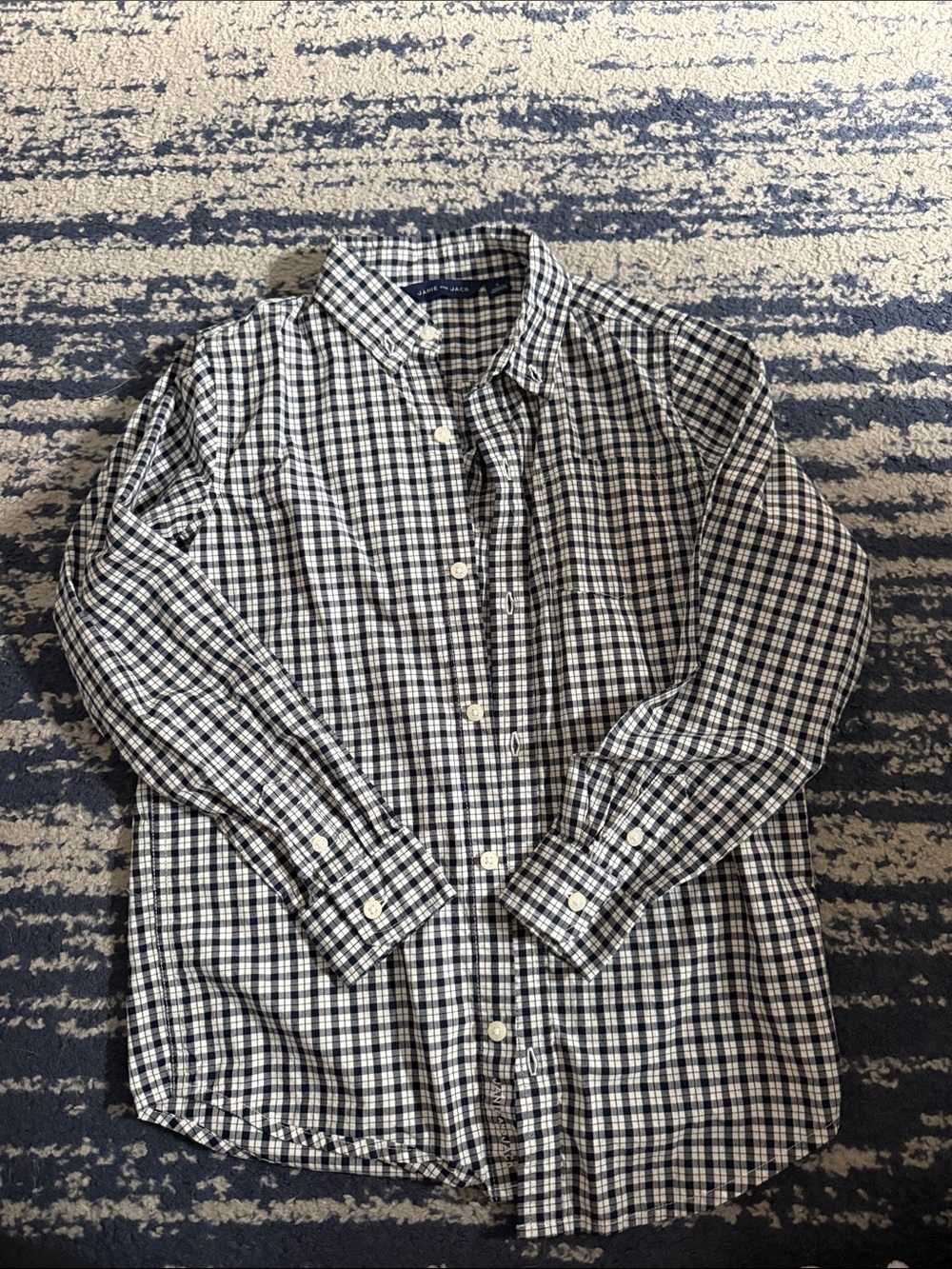 Janie and Jack Navy and White Gingham Button-Down Shirt